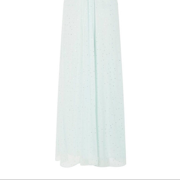 TOPSHOP Mint & Silver Spot Foil Slip Maxi Dress Size 4 - Picture 5 of 7
